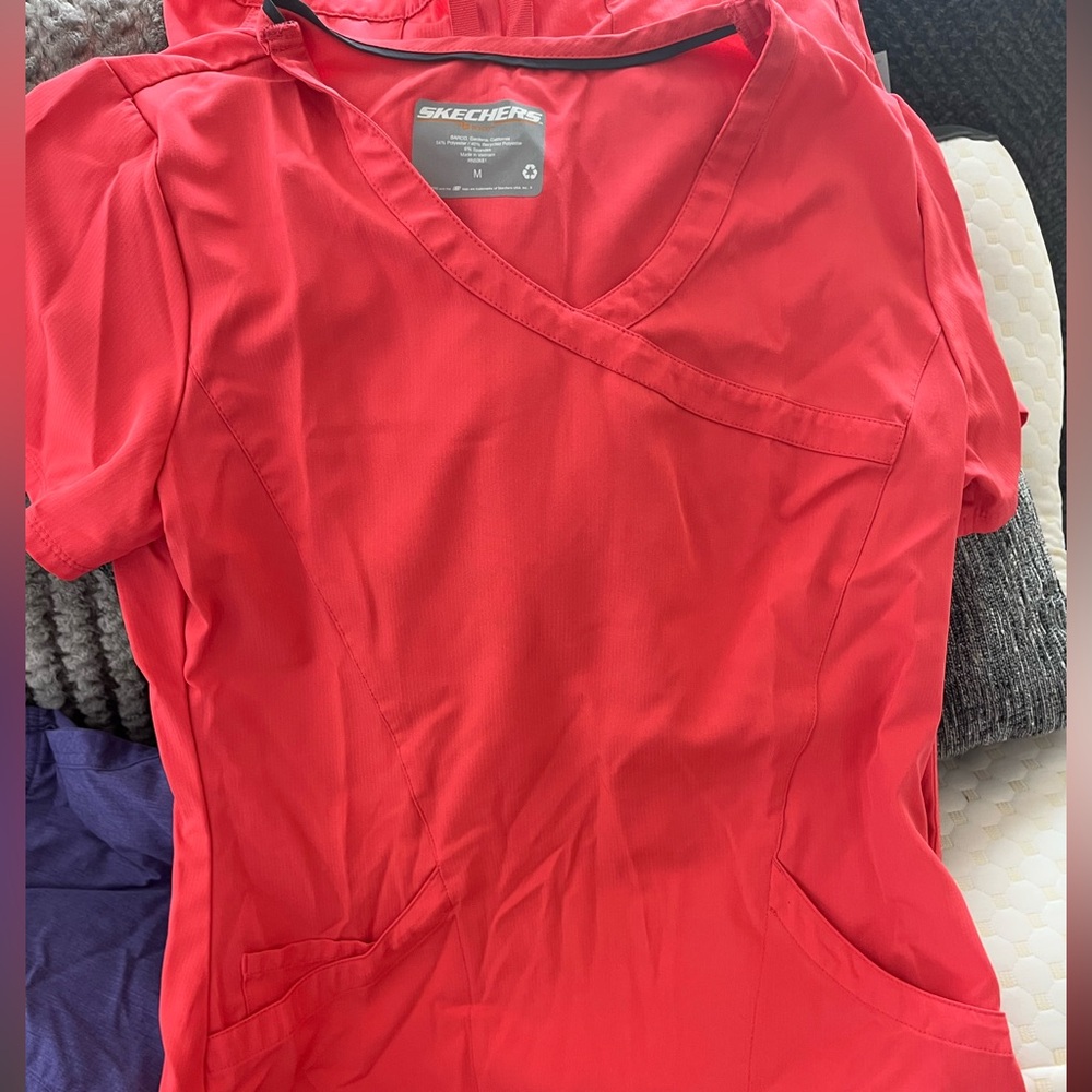 Pink Crew Neck Short Sleeve Scrub Top